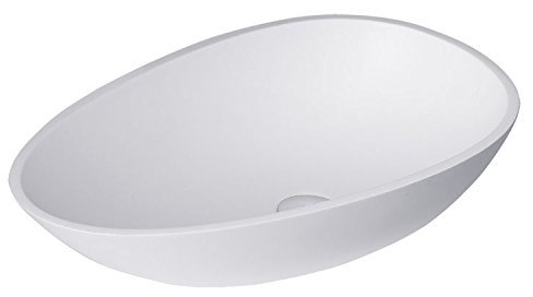 StoneArt Waschbecken Mineralguss Aufsatzwaschbecken Waschtisch Handwaschbecken Waschschale für Bad und GÄSTE WC LC150 60x35cm weiß matt