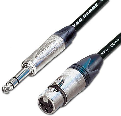 Female XLR to ¼ TRS Jack Lead. Balanced STARQUAD Mic Cable. Short 10m 6m 3m 20m (1m, Black)