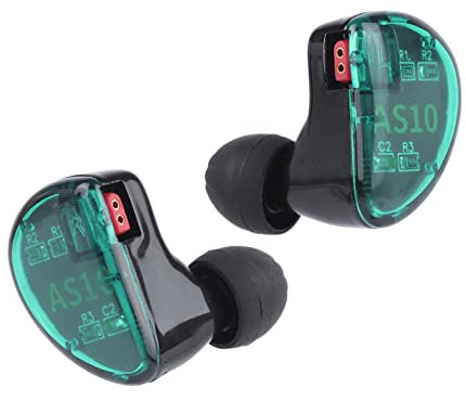 LINSOUL KZ AS10 5BA HiFi Stereo In-Ear Kopfhörer - Hochauflösender Kopfhörer mit abnehmbaren 0,75 mm 2-Pin Kabel, fünf BA-Treibern und passivem Noise Cancelling (Mit Mic, Cyan)