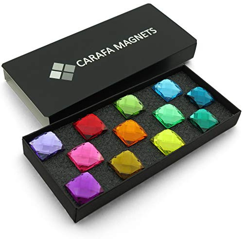 Colorful Fridge Magnets 12-Pack – Cute Gem Crystal Decorative Whiteboard Magnets – Amazing Jewel-Like Refrigerator Magnetic Home Decorations – Pretty Gift for Woman Man Friend Colleague