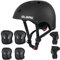 Glerc - Casco de protección para niños y niñas, 3 – 8 años de edad, monopatín con rodillo de protección ajustable, color negro