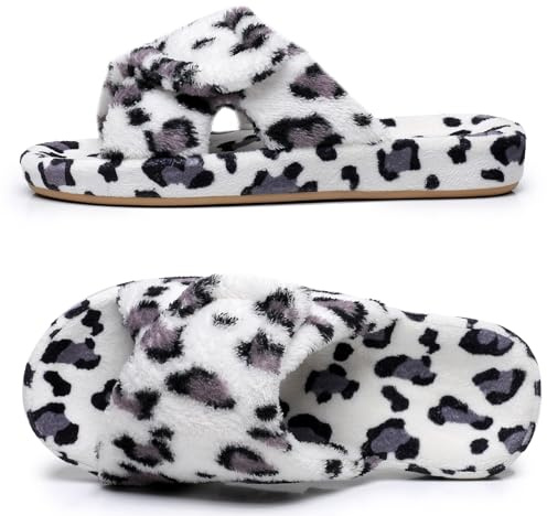 MISSRAIN Ladies Arch Support Slippers Memory Foam House Shoes with Adjustable Hook and Loop Closure Open Toe Orthotic Diabetic Slippers, White UK 6