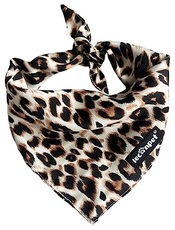 Leconpet Hundehalstuch Hundeschal für kleine, mittelgroße und große Hunde, weiches dreieckiges Welpen-Katzen-Bandana-Lätzchen (brauner Leopard, L)