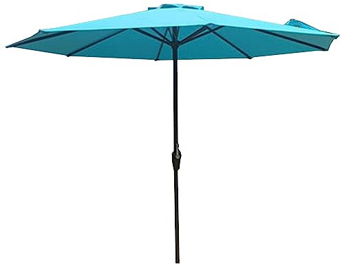 WYRMB Parasol de jardin à long manche, tête secouable, colonne en fer, avec base de réservoir, 9 pieds, 8 nervures, manivelle ouverte, base remplissable