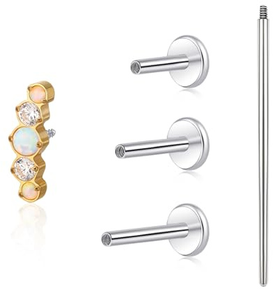 Limerencia 18G Tragus, Lèvre Titane Médical Avec Tiges 6mm 8mm 10mm, Hélix Hypoallergénique Oreille, Labret Stud pour Nombril Langue Sourcil Lèvre Septum Nez