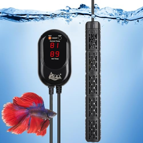 AQQA Aquarium-Heizung, 500 W Aquarium-Heizung mit externer Steuerung von 15 - 33,9 °C, schnelle Heizung, Trockenbrennbeständigkeit und Übertemperaturschutzsystem