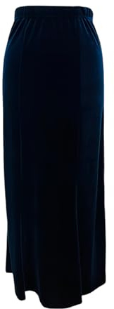 Nuova gonna maxi lunga da donna in velluto di lusso elasticizzata a pannelli svasati elegante casual da lavoro, blu navy, 48