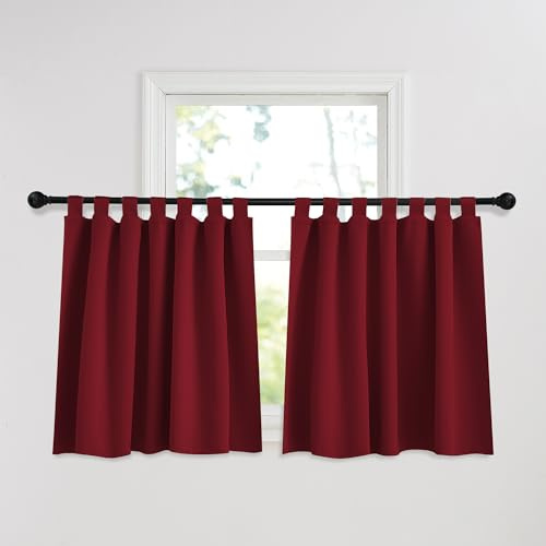 Pony Dance Öljettgardiner korta köksgardiner mörkläggningsgardiner barnrum flickor kort gardin ogenomskinlig gardin röd slinga gardin set om 2 stycken H 120 x B 140 cm