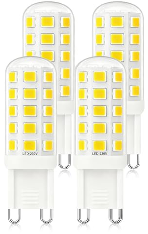 Mizlay G9 LED Bulbs 3W/580lm Rated B Energy-Efficient LED G9 Light Bulbs 28W 33W 40W 60W Halogen Replacement Energy Saving 2 Pin GU9 Capsule Bulbs 220-240V (Cool White 6000K, Pack of 4)