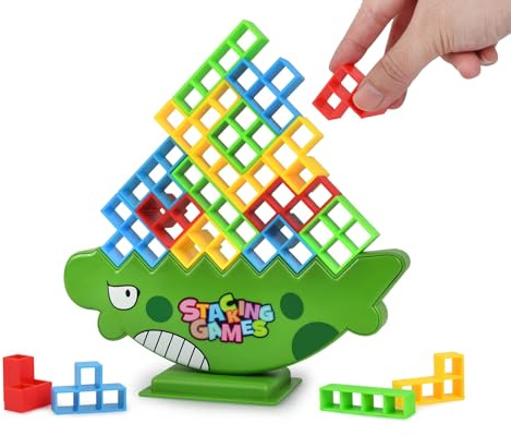 ds. distinctive style Tetra-Turm-Stapelspiel für Kinder und Erwachsene, Familien-Balance-Brettspiele, Tumbling-Blöcke, STEM-Spielzeug, 48 Stück