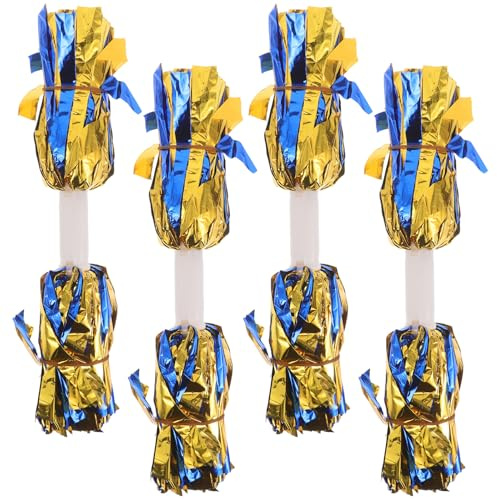 ANDRESLAD 4 Pezzi Pompon Cheerleading Metallici con Manico Sicuro da Accessori per Squadre di Danza e Sport Pom Poms Resistenti e Brillanti per Eventi Scolastici e Gare