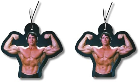 2x Duftbaum mit Arnold Schwarzenegger Motiv, Autoduft, Duftspender, Duftbaum lustig, Auto tuning, Lufterfrischer, Duftanhänger Auto Set, Wagen, Scherzartikel,