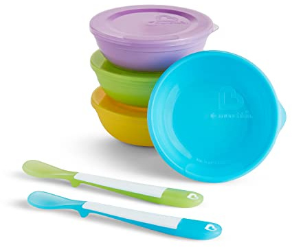 Munchkin® Love-a-Bowls™ 10 Piece Baby Feeding Set, Includes Bowls with Lids and Spoons, Multicolor