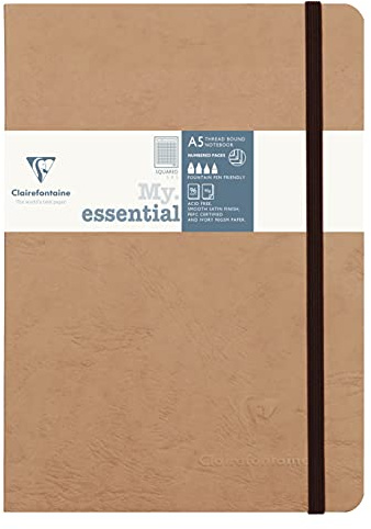 Clairefontaine 79342C AgeBag My Essentials, DIN A5, 14,8 x 21 cm, 96 ark, rutat, numrerat, 90 g, 1 styck, brun
