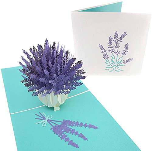 PopLife Cards Tarjeta del día de las madres del ramo de la flor del ramo de la lavanda para todas las ocasiones el día de madre, feliz cumpleaños, consigue la tarjeta bien, aniversario, jardinero