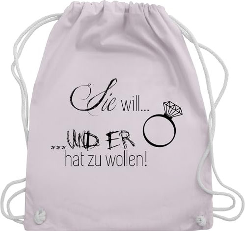 Turnbeutel Rucksack - JGA Junggesellenabschied Frauen - Sie will und er hat zu wollen - Unisize - Pastell Rosa - brauttaschen bachelorette party ja juterucksäcke junggesellinnenabschied outfit