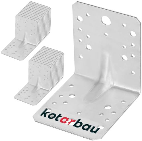 KOTARBAU® 25 Pièces Équerre De Fixation - Acier Galvanisé - 105 x 105 x 90 mm - Argent - Renfort D'Angle Métal - Équerre de Fixation Renforcée - 90 Degrés