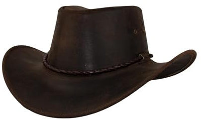 Black Jungle Kimbolton Lederhut, Westernhut, Australienhut, Cowboyhut (Braun, L)