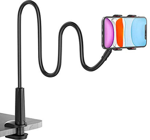 Shawe Handy Halter für Bett, Schwanenhals Handy Halterung - Flexible Lang Arm Handyhalterung Ständer für iPhone 16 15 14 13 12 11 Pro XS Max X 8, Samsung S10 S9, 4-6,5 Zoll Geräte