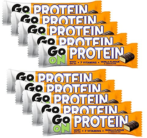10x Sante Go on Proteinriegel je 50g | Vanille, Erdnuss, Cranberry, Cocoa choc | proteine bar Vitamine Thiamin Niacin Genuss Aktivriegel | Nahrungsergänzungsmittel (10er Pack) (Vanille / vanilla)