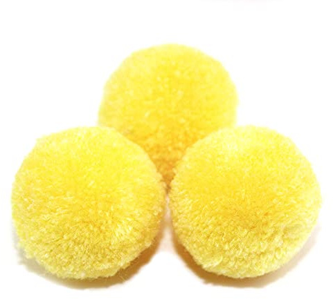 Duories Pompons zum Basteln,50 Stück 20mm Bunte Bommeln Bälle,Pom Poms für Kunsthandwerk,Pompons Bälle für Ostern,Weihnachten,Bunte Pompons für DIY Basteln Tischdekoration Geburtstagsdeko,Gelb