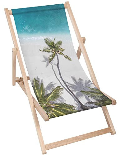 DreamRoots Liegestuhl Klappbar Holz aus Buchenholz, bis 130 kg belastbar, 3-Fach verstellbare Rückenlehne, waschbarer Polyesterbezug