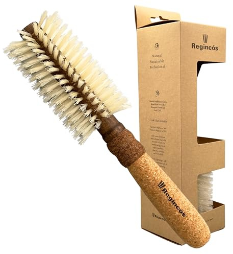 Regincós - Cepillo redondo - Madera Corcho Eco - E.Cork Blonde 840 Natural - Profesional - Hecho a Mano - Medium