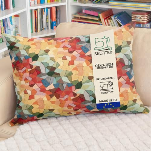 Selfitex Buntes Couchkissen XXL 60x80 cm, Sofakissen mit Füllung und Bezug, kuschelweiches Lesekissen, dekoratives Fernsehkissen, Deko- und Kopfkissen, Rückenkissen (Palma)