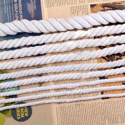 KEOJI 5 Meter/Los Beige Baumwollseil 4–20 mm Dicke Baumwollschnüre für Taschengurt, Heimdekoration, Zubehör, DIY, handgefertigtes Seil, Handwerk, 15 mm, 5 Meter