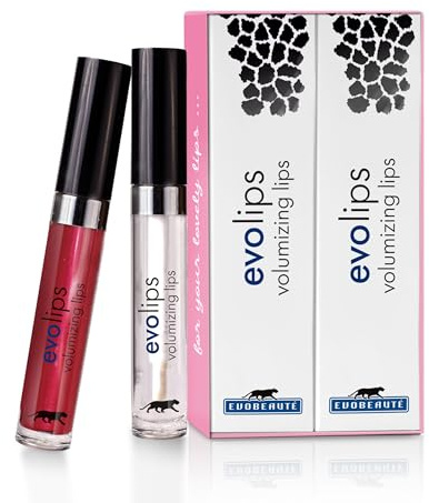 EVOBEAUTÉ evolips Set Avantage Volumizing Lips pretty plump + angel food 5 ml I Fluido para labios con efecto volumen, colorido I Gloss hidratante para cuidado de labios