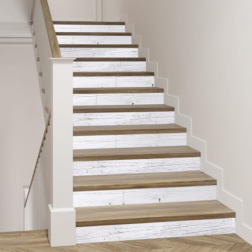 Adesivo autoadesivo 3D per scale, 13 PZ, 100 x 18 cm, adesivi per scale effetto legno, adesivi per pavimenti in PVC, adesivi per piastrelle vintage effetto legno per decorazione della casa, cucina