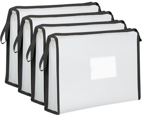 4-pack A4-plastplånbok mappar med popper, A4-tryckarplånbok dokumentmappar fickor kuvert med dragkedja, plastmappar för skola kontor hem, svart