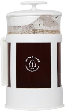 Happy Bum Co ffee Émbolo | 1 litro (958.2 g) prensa francesa de vidrio colador de acero inoxidable | Prensa de café francesa fácil de usar y limpiar para preparar y almacenar enema de café