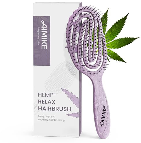 AIMIKE Detangle Brush - Bio-Friendly Curved Vented Brush w/Soft Bristles, Glides Through Tangles for Thick Hair, Wet or Dry - Suitable for Women, Men & Kids