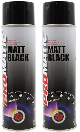 PROTOUCH 2x Promatic Matt Black Spray Paint, 500ml, Fast Drying, Weather/UV Resistant, Internal/External Use