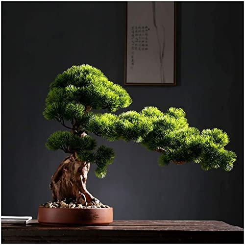 DONGGANSHI Künstlicher Bonsai, Zeder-Bonsai, künstlicher Baum im Keramiktopf für Büro oder Heimdekoration, Grünpflanzen, künstliche Topfpflanze, grüner Topfbaum, künstlich (Farbe: C), Dekorat
