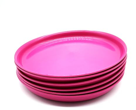 Kimmel 6 Stück Teller 18 cm Speiseteller Partygeschirr Kindergeschirr Campinggeschirr Plastikgeschirr Kunstsoffgeschirr, Mehrweggeschirr, Farbe fuchsia