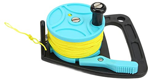 Daumenstopper-Tauchrolle mit Spulensteuerung, Nylonfaden, Tragbare Angelrolle Zum Schnorcheln, Unterwasser-Wassersport (himmelblaues Rad)