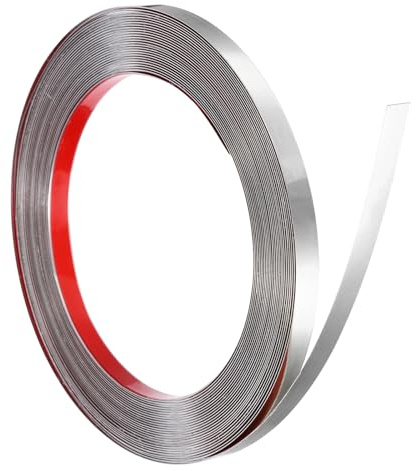 QUARKZMAN Moulure Murale En Acier Inoxydable, 10m x 10mm Bande Décorative Métallique Autocollante Pour Bordure De Plafond Mur Carreau Miroir, Argent Miroir
