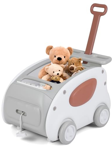 COSTWAY Baby Lauflernwagen, 2-in-1 Lauflernhilfe mit Rädern, klappbarer Sitz & Sicherheitsgurt, baby walker für Kinder ab 1 Jahr, Grau