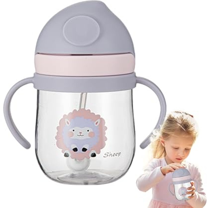 Cute Sippy Cup – 250ml Aanti Choking Training Bottle, Cartoon Drinking Container, Portable Leakproof Learning Tumbler | Weighted Straw Hydration Cup for Travel FeedingbabytoddlerSix Months Plus
