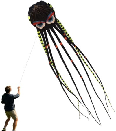 26ft Riesen-, großer Outdoor-Stranddrachen für Erwachsene, Kinder, Familien, einfach zu Fliegende 3D-Prisma-Lenkdrachen mit langem Schwanz für Sommerurlaub, Hinterhofparty, Winde