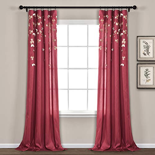Lush Decor Curtain Panel for Living, Bedroom, Dining Room (Single), Polyester, Red, 42 W x 84 L (Pack of 1)