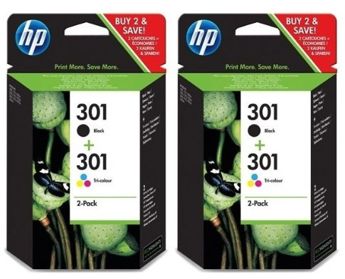 2 x HP 301 Original Schwarz & Farbe Drucker Tintenpatronen für Verwendung mit HP Deskjet 1000