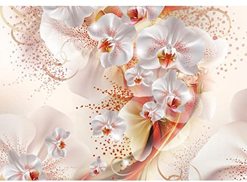 Runa Art Fototapete Blumen Orchidee 352 x 250 cm Vlies Tapeten XXL Moderne Wandtapete Wohnzimmer Schlafzimmer Orange 9466011a