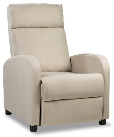 ZZ DON DESCANSO - Sillon Relax Reclinable Tela Verona (63x74x105cm). Sillón Reclinable Compacto con Reposapiés, Apertura Push, 2 Posiciones y Posición Cero, Butaca Reclinable hasta 160º (Arena)