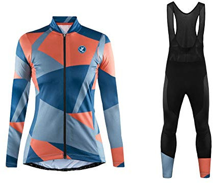 Uglyfrog Radtrikot Set Winter Damen Langarm Fahrradtrikot + Fahrradbekleidung 3D Gepolsterte Hosen Thermo Radsport Anzüge