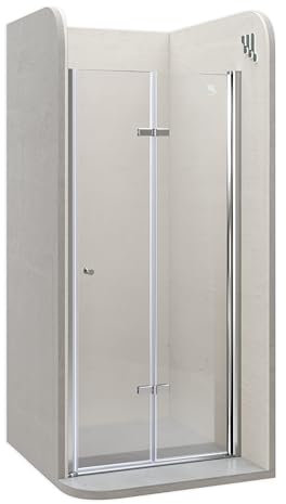 Moments of Glass Mampara de ducha puerta plegable rango de ajuste de 96-100cm altura: 195 cm de vidrio transparente templado de seguridad de 6mm perfiles de aluminio chrome – DK822