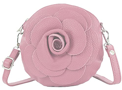 modamoda de T225 Damen Leder Umhängetasche Abendtasche Clutch Blüte Klein, handmade in Italy