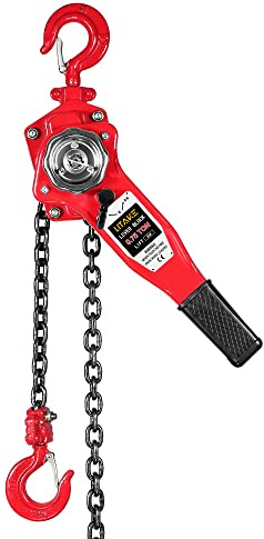 Litake Lever Chain Hoist, Manual Lever Hoist Come Along 0.75 TON /1650 LBS, 10 Feet Lift Steel Chain with Heavy Duty Hooks Industrial Grade Steel for Lifting Pulling Building Garages Warehouse